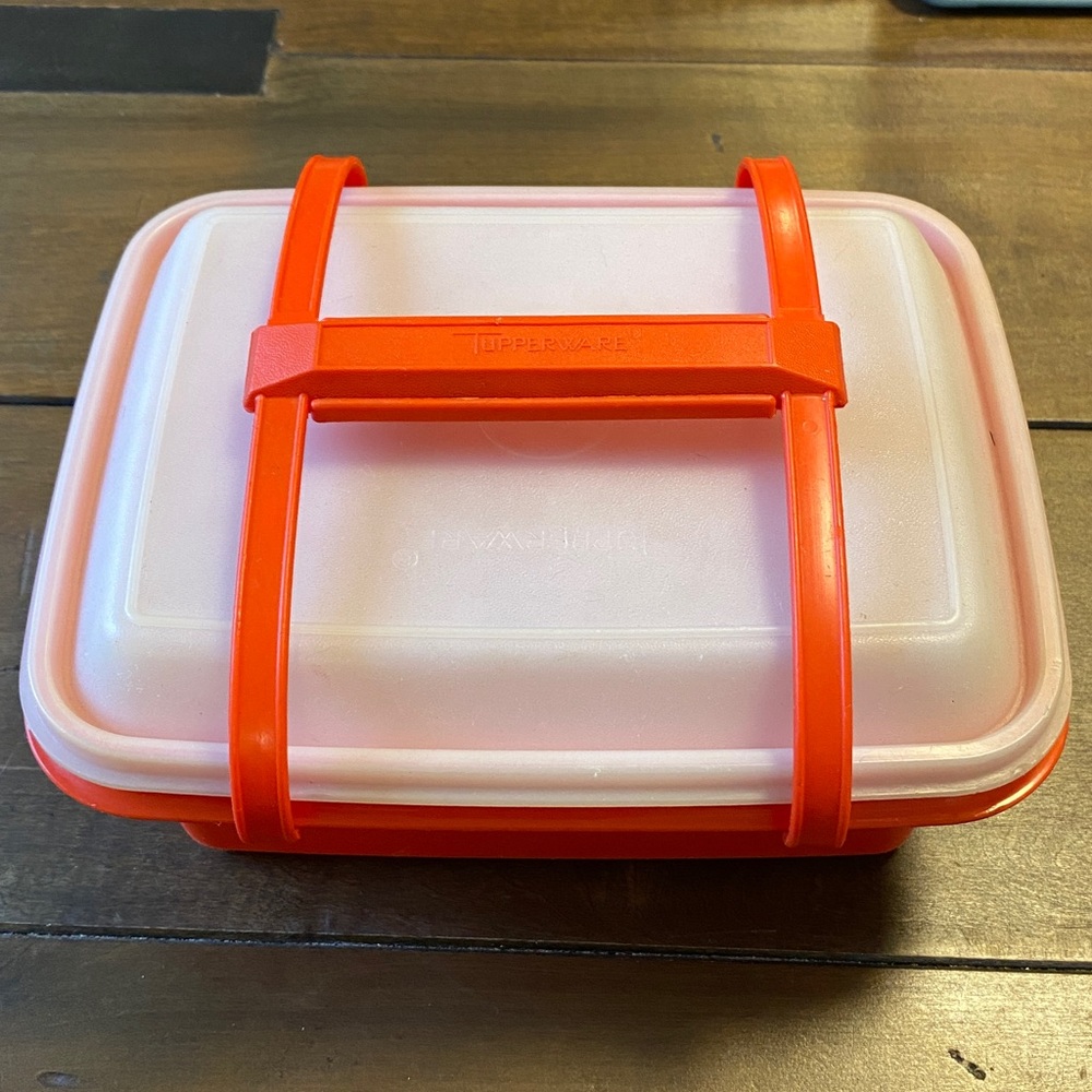 Tupperware Pack N Carry Vintage Lunch Box Set Retro Red Sandwich Keeper #1254